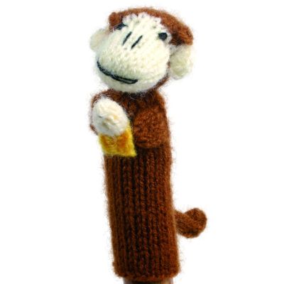 Gestrickte Fingerpuppe "Affe mit Banane"