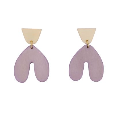 Clous d'oreille crème violet