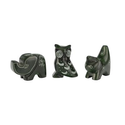 Deko-Figuren "Eule, Katze, Elefant", 3er-Set